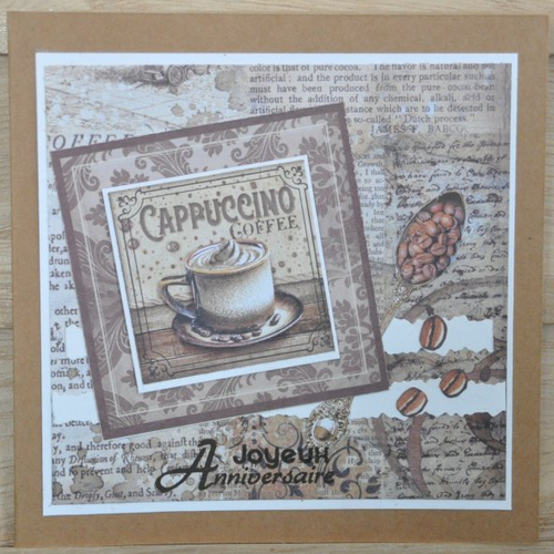 Carte double de joyeux anniversaire "cappuccino"