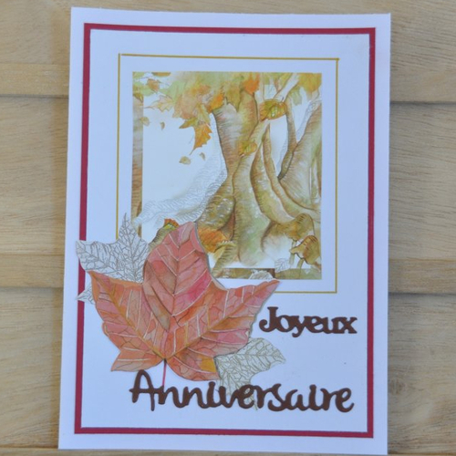 Carte double de joyeux anniversaire "arbre d'automne"
