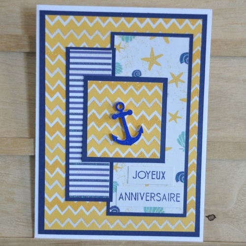 Carte double de joyeux anniversaire "ambiance marine"