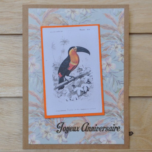 Carte double de joyeux anniversaire "toucan"