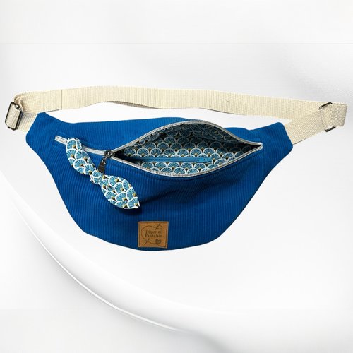 Sac banane en velours côtelé femme, sac tendance, sac pratique "bleu outremer"