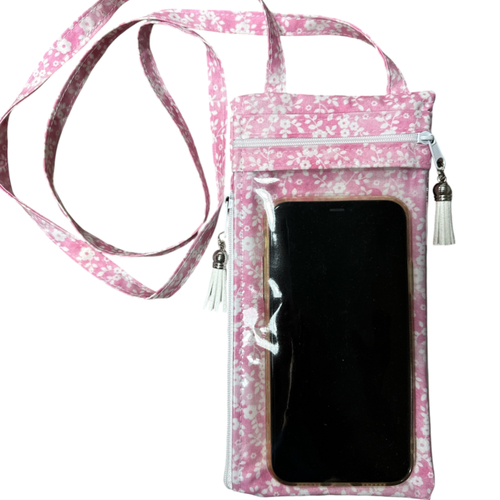 Pochette bandoulière transparente tactile pour smartphone/téléphone portable.