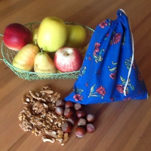 Sac à vrac en coton, sac à fruits et légumes, sac zéro déchet, sac à courses réutilisable, écologie, sac tissu