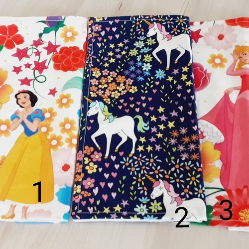 Serviette de table enfant en tissu coton, serviette de cantine ou essuie-main pour enfant princesses licornes