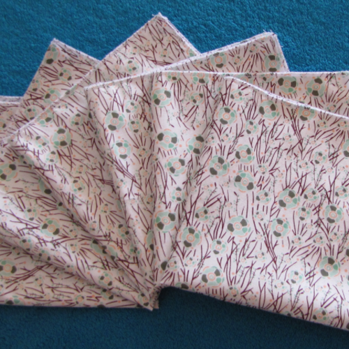 Lot de 6 mouchoirs en tissu coton lavables surjetés motif japonisant (nature)