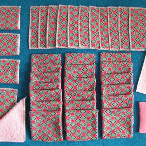 Kit découverte lingettes lavables pour bébé motif fleurs roses (zéro déchets)