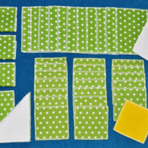 Kit découverte lingettes lavables pour bébé motif etoiles sur fond vert (zéro déchets)