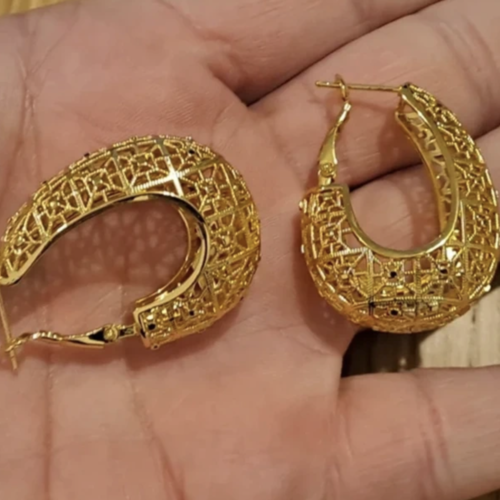 Créoles élégantes plaqué or 14 carats