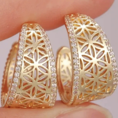 Créoles plaquées or 14 carats et zircon cubique