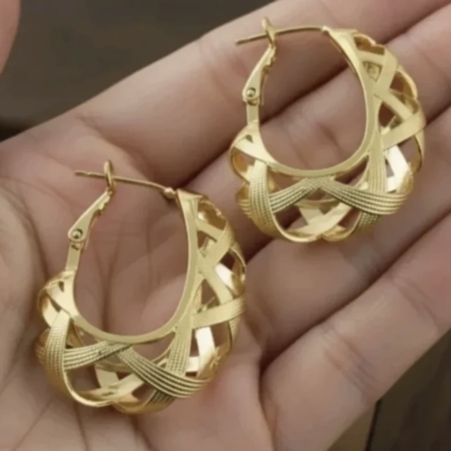 Créoles entrelacées plaqué or 14 carats