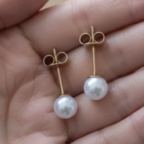 Puces plaquées or 14 carats et perles