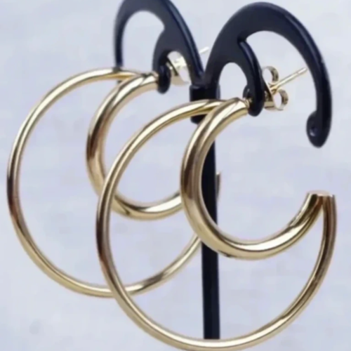 Créoles dorées double doré à l'or fin 14 carats