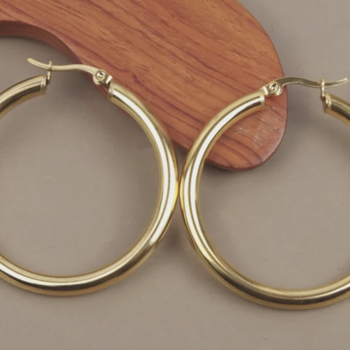 Créoles épaisses 40 mm dorées à l'or 14 carats