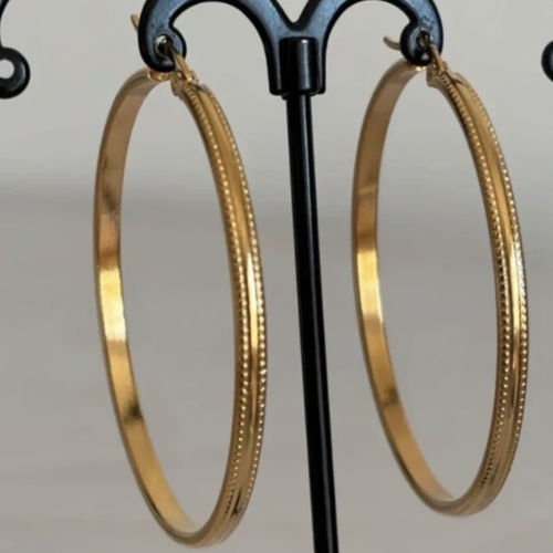 Créoles rondes 50 mm dorées à l'or fin 14 carats