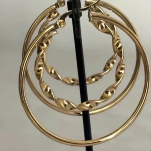 Créoles rondes double rang 45 mm dorées à l'or fin 14 carats