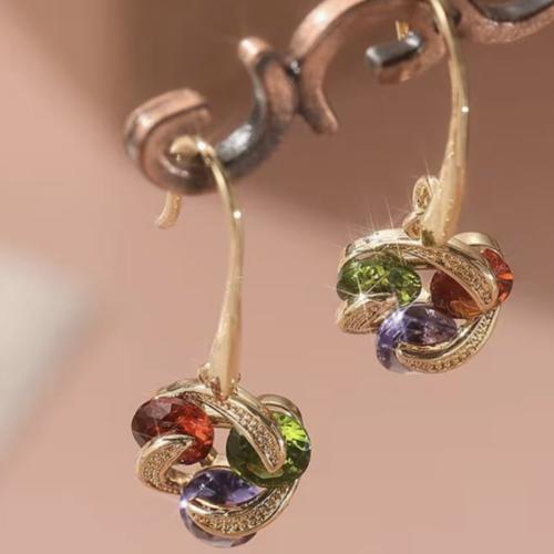 Créoles élégantes plaquées or 14 carats et zircons