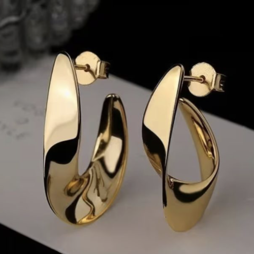 Créoles élégantes plaquées or 14 carats