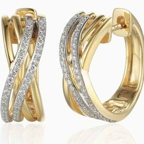 Créoles élégantes plaquées or et zircons