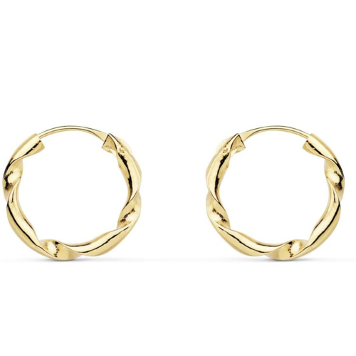 Créoles torsadées lisses or jaune 18 carats 14 mm