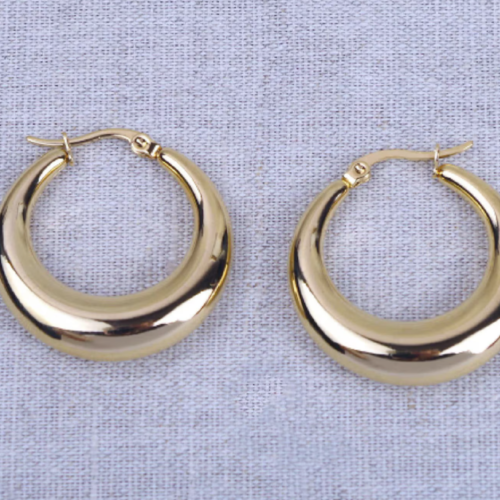 Créoles rondes épaisses 30 mm dorées à l'or 14 carats