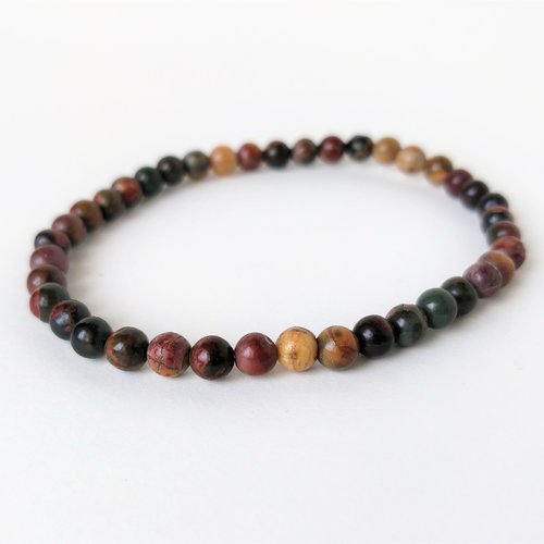 3 Fil Beau Picasso Jaspe 6mm Ronde Perles