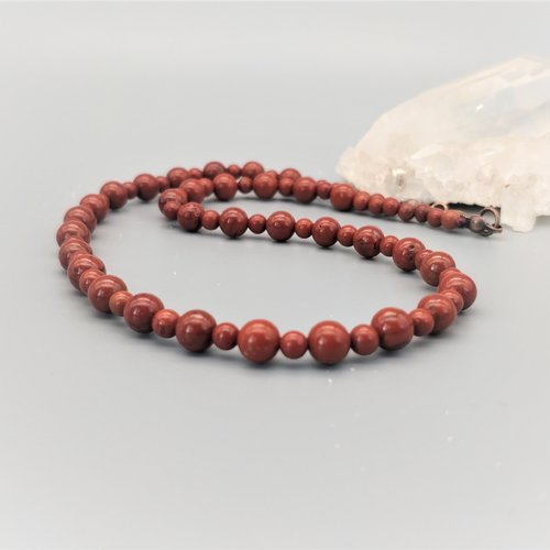 Collier jaspe rouge véritable, longueur au choix, perles d'environ 4 et 6 mm. hommev femme. pierre fine.