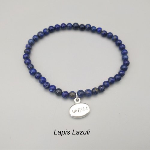Bracelet "amistad" en lapis lazuli pierre véritable (perles 4 mm). homme, femme. pierre semi-précieuse naturelle