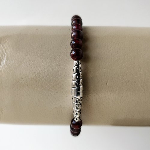 Bracelet grenat almandin (perles 5 mm) naturel. homme, femme. pierre semi-précieuse naturelle