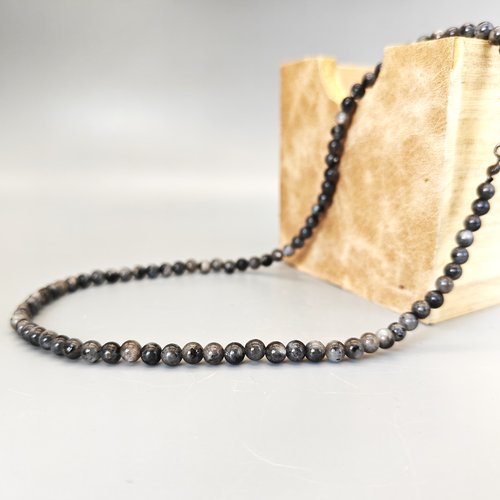 Collier labradorite véritable, perles environ 4 mm. longueur au choix, homme femme. pierre fine gemme.