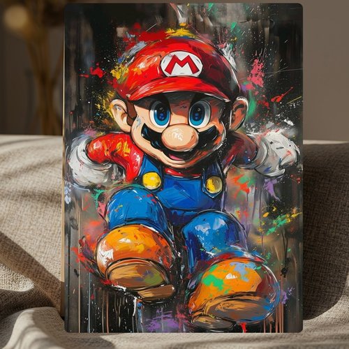 Tableau aluminium personnage pop art coloré – plaque métal décorative moderne prête à accrocher