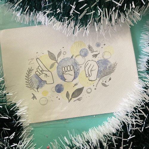 Aquarelle originale : mot signé zen