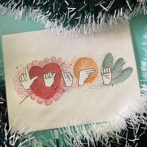 Aquarelle originale mot signé :laine