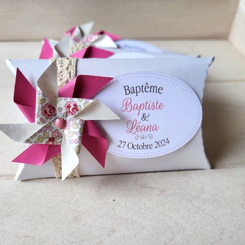 Boîte à dragée collection éloïse - fuchsia - baptême / communion / mariage