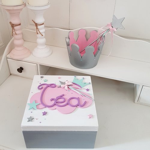 Boîte souvenirs d'enfance - thème féerique - naissance / baptême / anniversaire / noël