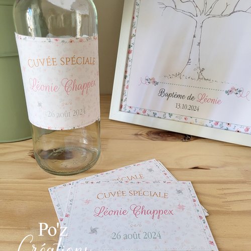 Étiquette personnalisée bouteille de vin / champagne - collection margot