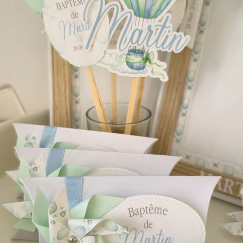 Boîte à dragée montgolfière - coloris au choix - baptême / communion