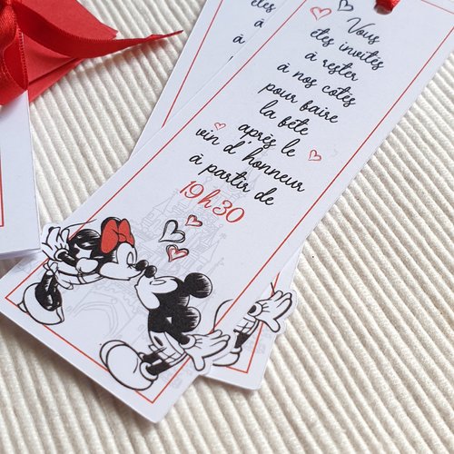 Coupon repas / vin honneur / réponse / save the date mickey & minnie - coloris au choix