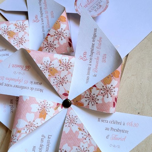 Faire-part / invitation eden rose - champêtre - sakura - mariage, baptême, anniversaire, naissance