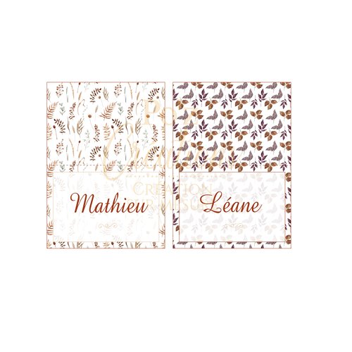Marque-place collection automnal - baby shower / baptême / anniversaire / mariage