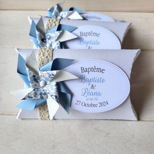 Boîte à dragée - collection éloïse bleu - baptême / communion / mariage