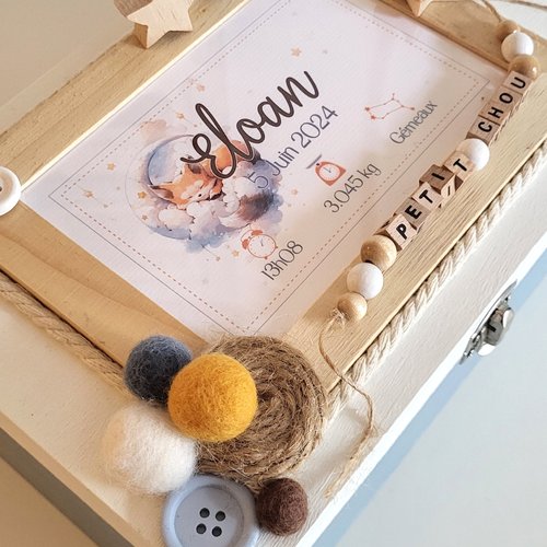 Valisette "souvenirs d'enfance" - renardeau - garçon ou fille - naissance / baptême / cadeau personnalisé