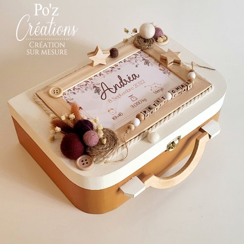 Valisette "souvenirs d'enfance" - baby boho - naissance / baptême / cadeau personnalisé