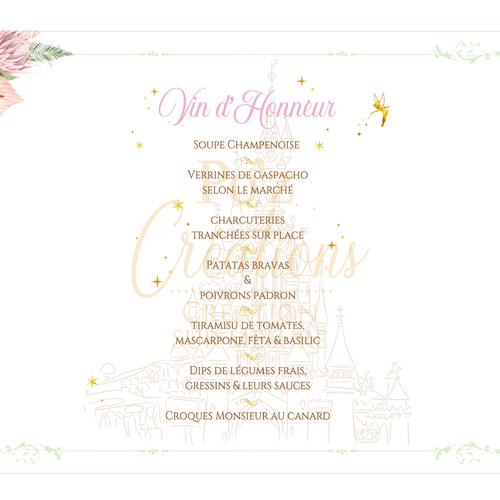 Menu lanterne vin d'honneur - assortiment sabrina