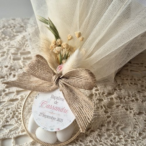 Pochons à dragée tulle - collection cassandre - baptême / communion / mariage