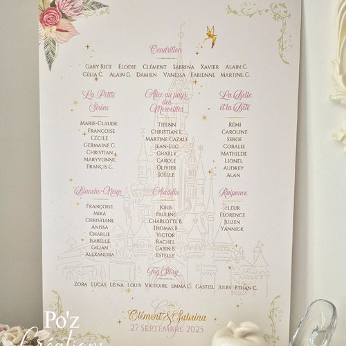 Plan de table cartonné - sur mesure - grand format - mariage