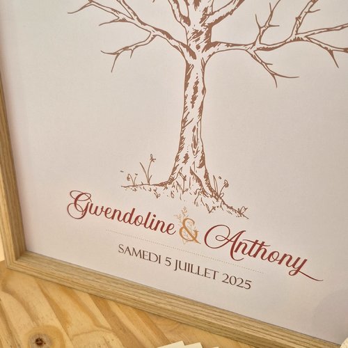 Arbre à empreinte encadré - collection gaïa - baptême / anniversaire / mariage