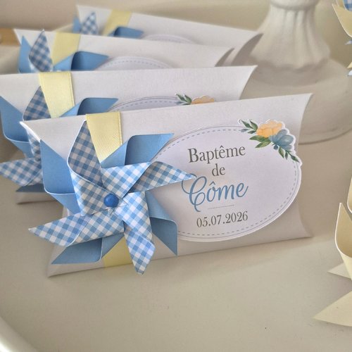 Boîte à dragée collection vichy fleuri - baptême / mariage / communion