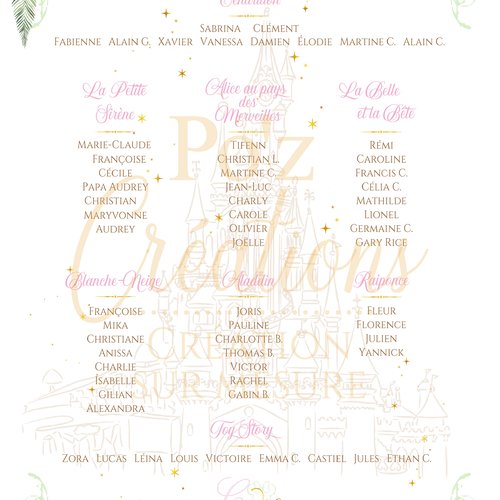 Plan de table carton mousse - assortiment sabrina
