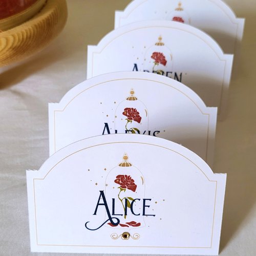 Marque-place à poser la belle et la bête - mariage / baptême / anniversaire