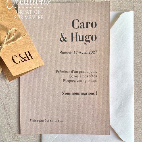 Save the date - collection claire - mariage / baptême / anniversaire